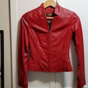 Stunning Red Danier fitted leather jacket 3XS